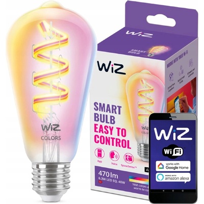 WiZ WiZ LED RGBW Stmievateľná žiarovka ST64 E27/6,3W/230V 2200-6500K Wi-Fi WI0132