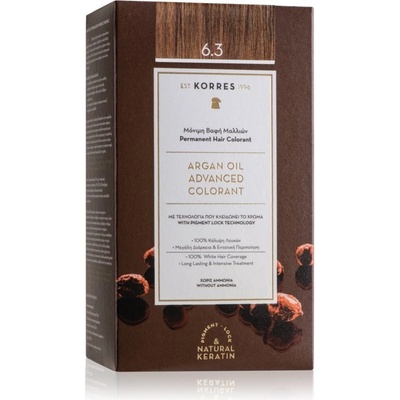 Korres Argan Oil barva na vlasy s arganovým olejem 6.3 Golden / Honey Dark Blonde