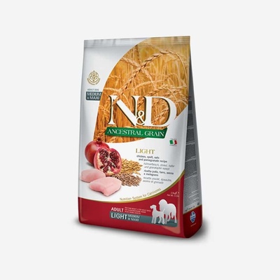 N&D Ancestral Grain Dog Adult Light Medium & Maxi Chicken Spelt Oats & Pomegranate 12 kg