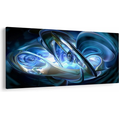 Obraz modrých fraktálů, jednodílný 250x125 cm