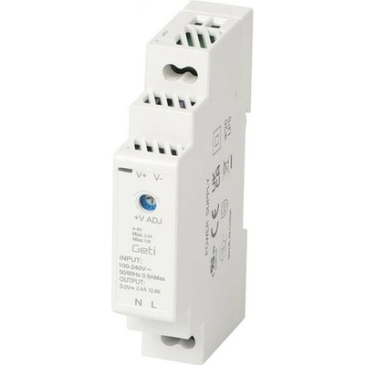 Zdroj spínaný na DIN lištu 5V/12W GETI GPS0512 (04220306)