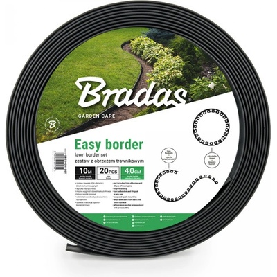 BRADAS Sada obruby trávníku EASY BORDER, 40 mm, tmavý grafit, 20 kolíků