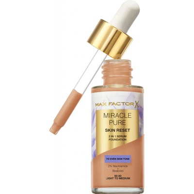 Max Factor Miracle Pure Skin Reset 2in1 Serum Foundation 60-80 Light To Medium 30 ml