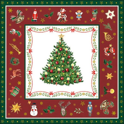 Ambiente obrúsky Christmas Evergreen Red veľké 33x33cm