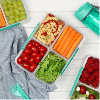 Sistema Delený desiatový box To Go Quad Split 1,7 l mätová