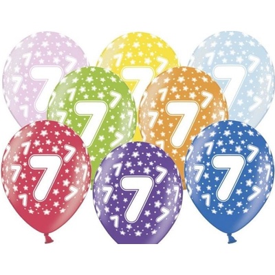 PARTYDECO Silné Balónky 30 cm metalické mix narozeniny Birthday No.7