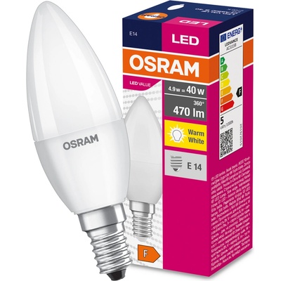 Osram LED VALUE CL B FR 40 5,7W/827 E14 2700K teplá biela