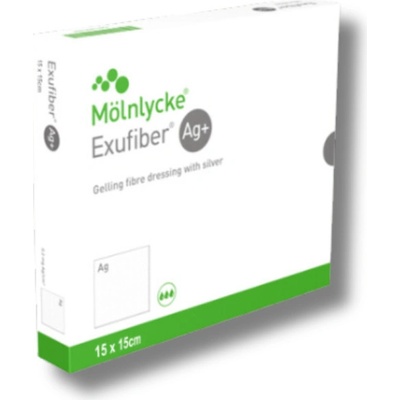 Exufiber Ag+ 15 x 15 cm krytie na rany hydrovláknité, so striebrom 10 ks