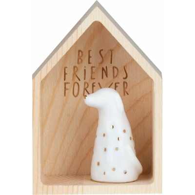 räder Mini dekorace Friendship Dog, hnědá barva, dřevo, porcelán