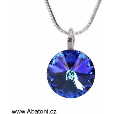 Swarovski Elements Stříbrný náhrdelník (přívěsek + řetízek) fialovo modrý kulatý 34112.3 Heliotrope – Hledejceny.cz