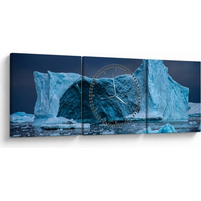 Obraz - Ľadová jaskyňa (s hodinami), trojdielne 90x30 cm s hodinami