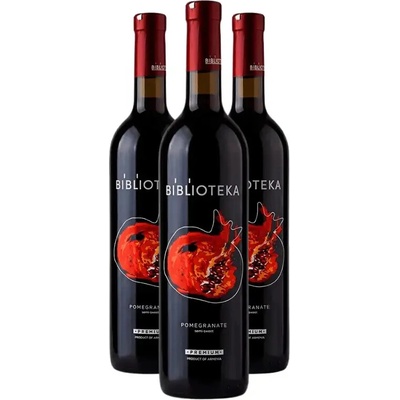Koňakový závod Manukyan Biblioteka Granátové víno polosladké 12,5% 3 x 0,75 l (holá lahev)