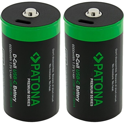 PATONA nabíjecí baterie LR20 mono D Li-lon 4000mAh 1,5V s USB-C nabíjením, 2ks v balení
