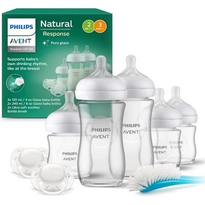 Avent novorozenecká startovací sada Natural Response skleněná transparentní