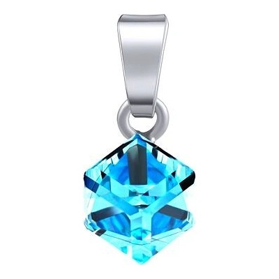 SILVEGO Stříbrný přívěsek kostka Swarovski Crystals Aquamarine VSW4841P6AQ