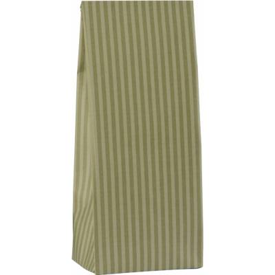 Ib Laursen Papírový sáček Moss green stripes 22,5 cm – set 5 ks, zelená barva, papír