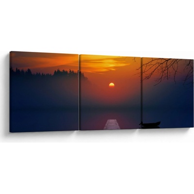 Obraz mostu při západu slunce, třídílný 150x50 cm
