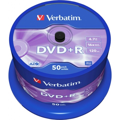 Verbatim DVD+R 4,7GB 16x, AZO, spindle, 50ks (43550)