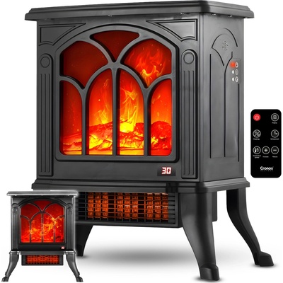 Cronos Stojící krb s topnou funkcí 1500 W černý