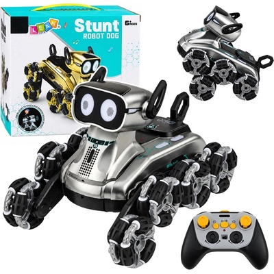 LEAN Toys Robotický pes na diaľkové ovládanie strieborný