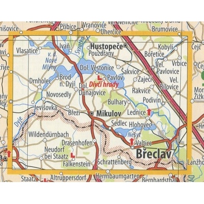 KČT 88 Pavlovské vrchy a dolní Podyjí - nástěnná turistická mapa 90 x 60 cm Varianta: mapa v dřevěném rámu, Provedení: Ticiago dub
