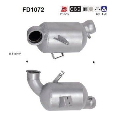 Filter sadzí pevných častíc výfukového systému AS FD1072