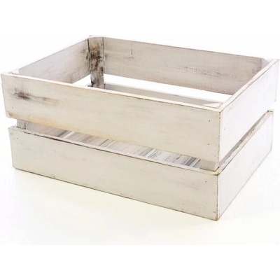VINTAGE DIVERO Dřevěná bedýnka bílá - 51 x 36 x 23 cm