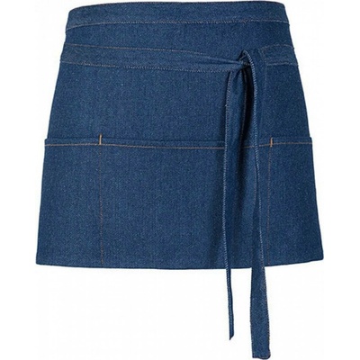 Link Kitchen Wear Džínová koktejlová gastro zástěra se třEma kapsama modrý denim X991