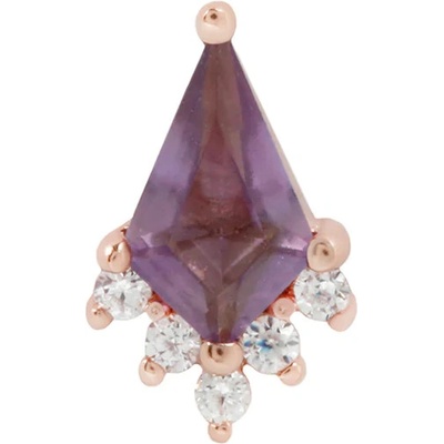 Buddha jewelry Buddha jewelry Bezzávitová koncovka piercingu NOBLE ze 14 kt zlata 585/1000 s ametystem a CZ zirkony Bílé zlato
