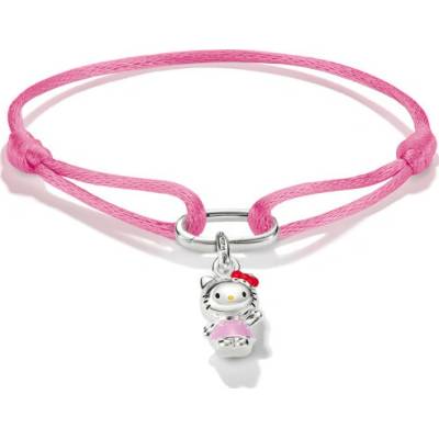 THOMAS SABO CONNECT růžový textilní náramek s přívěskem Hello Kitty A2242-M07-9