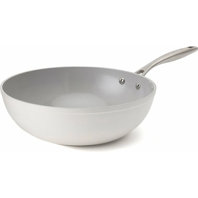 Elmich Nepriľnavá keramická panvica wok Zen 28 cm – krémovobiela