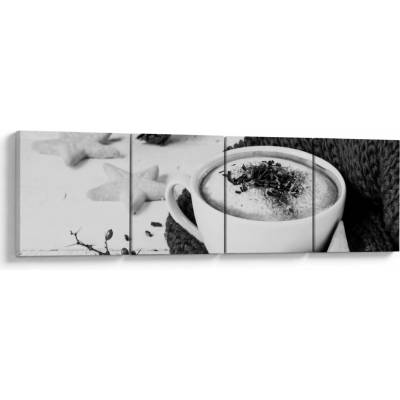 Obraz - Zimní cappuccino, Čtyřdílný 160x40 cm