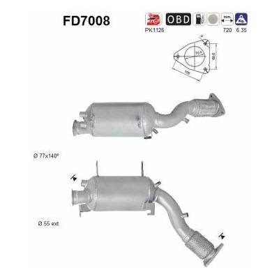 Filter sadzí pevných častíc výfukového systému AS FD7008