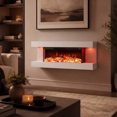 Costway Třístranný elektrický krb 102 cm s LED bílý