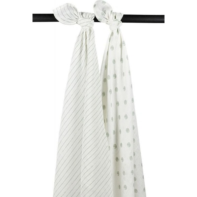 Meyco Mušelínové pleny Dot stripe soft green 2 ks