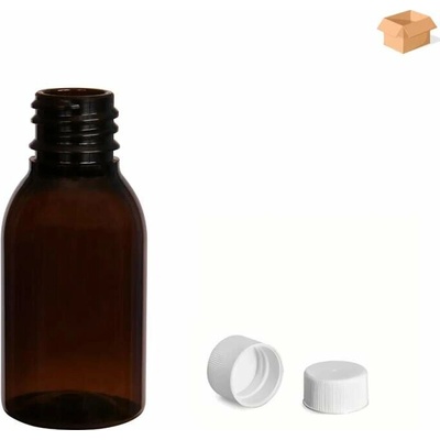 Via Plastová lahvička hnědá široká s bílým uzávěrem 25 ml 1000 ks