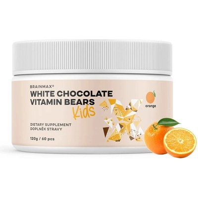 BrainMax KIDS White Chocolate Vitamin Bears, Orange 60 ks