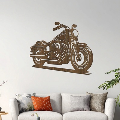 dřevo života Dřevěný obraz motorky Harley Davidson Zvolte rozměr šxv (cm): 80x67, Zvolte barvu dekoru: Ořech