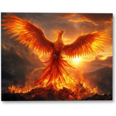 Plakát – Ohnivý fénix nad plameny 100 × 80 cm Bez rámu Bez rámu Ne – Hledejceny.cz