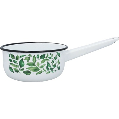 Pro-Tech shop Smaltovaný rendlík s rukojetí 1,5l 16cm bílý vzor fíkus 68452