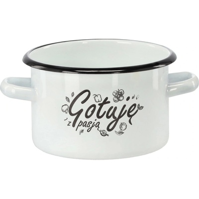 Pro-Tech shop Smaltovaný hrnec 2l 16cm bílý nápis vařím s vášní 68463