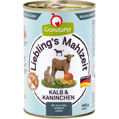 GranataPet Lieblings Mahlzeit teľacie a králičie 6 x 400 g