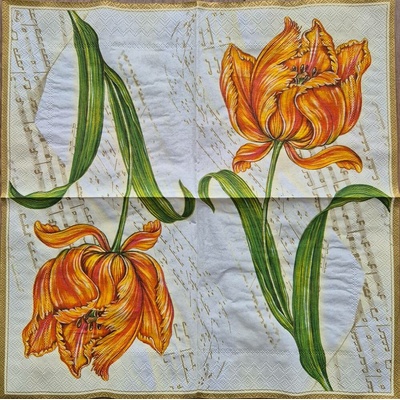 Maki Ubrousek na decoupage Tulipán a noty
