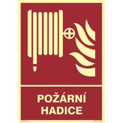 Grafiko | Požární hadice - fotoluminiscenční - Materiál Samolepící PVC folie, Rozměr 297x210mm