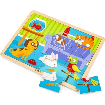 Viga dřevěné puzzle 16 dílků domácí mazlíčci – Hledejceny.cz