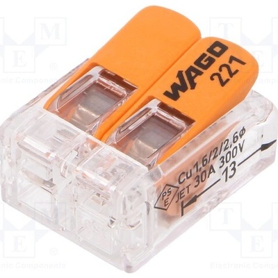 WAGO 221-612 Rychlosvorka; 221; 41A; 450V; na kabel; pružinová svorka; 0,5÷6mm2