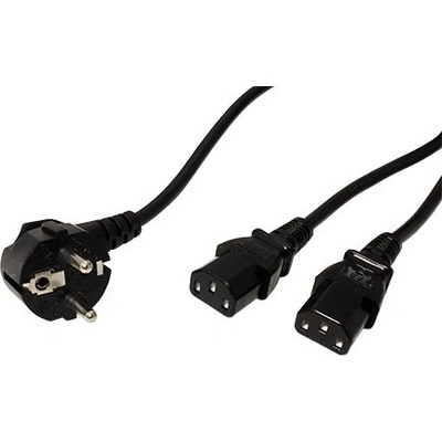 Value Rozdvojka síťového kabelu, CEE 7/7(M) - 2x IEC320 C13, 2m, černá - 19.99.1022