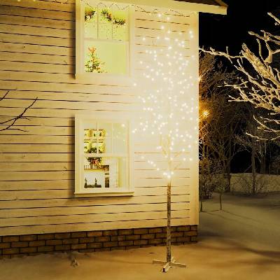 Shumee LED strom s dizajnom bielej brezy 240 teplých bielych LED 300cm