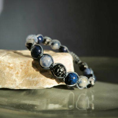 Marole Poseidon - Náramek z minerálů (Sodalit, Lapis Lazuli, Obsidián) 52059327201608