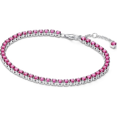 Pandora Tenisový stříbrný náramek s růžovými zirkony Timeless 591469C04 20 cm